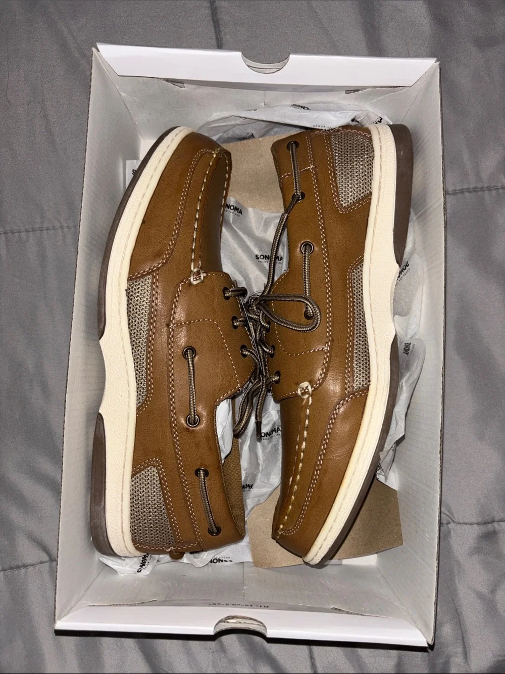 Sonoma Brown Lace-Up Men's Boat Shoes with Mesh Panels